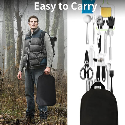 Camping Cooking Utensils Set - Camping Kitchen Equipment, Compact and Portable Camper Accessories, Perfect for Travel, Picnic, RV, Camping, BBQ, Party