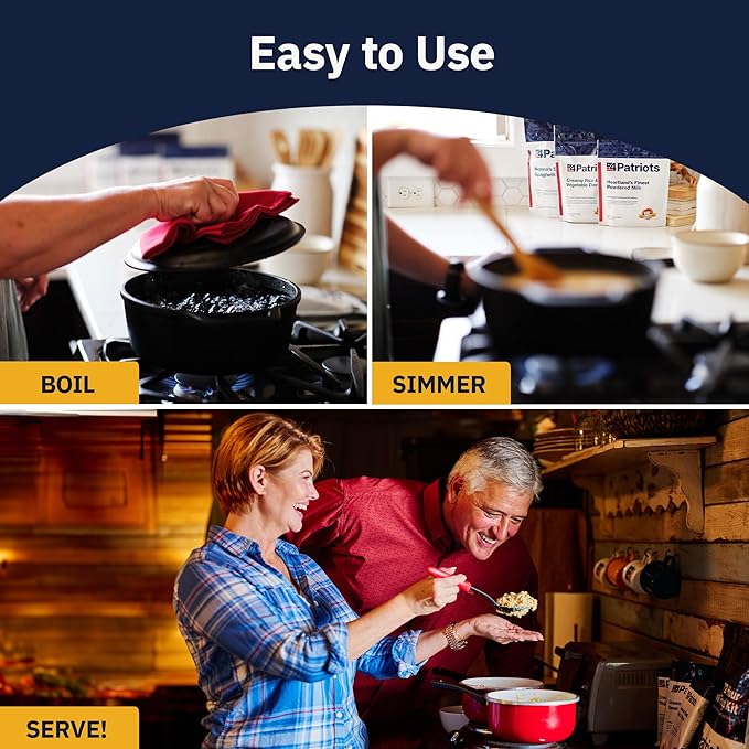 4Patriots 6-Month Survival Food Kit - Emergency Food, Freeze Dried Food, Designed To Last 25 Years, 1,424 Servings Of Breakfast, Lunch, Dinner, 270,080 Calories, Disaster-Resistant Packaging
