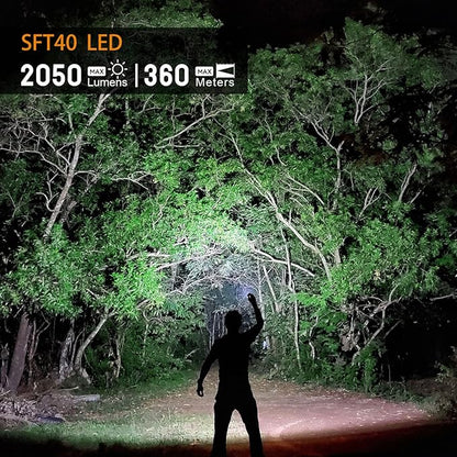 Wurkkos Rechargeable LED Flashlights Max 2050 High Lumens Flashlight USB C Charging, Anduril 2.0 UI, RGB AUX Switch, IP68 Waterproof Great for Camping, Hiking, Dog Walking (Black SFT40-6500K)