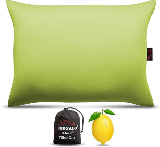 X-Foam Inflatable Camping Pillow Lite with Removable Foaming Cover | Comfortable, Washable Ultralight Portable with Neck Lumbar Support | Backpacking, Hiking, Travel, Air | Small (APPLE GREEN)