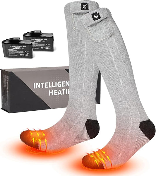 Heated Socks for Men Women Battery Electric Heated Socks Rechargeable 7.4V 2200mAh up to 6.5hrs for Outdoor Skiing Hiking Camping Working, Cold Weather Foot Warmer