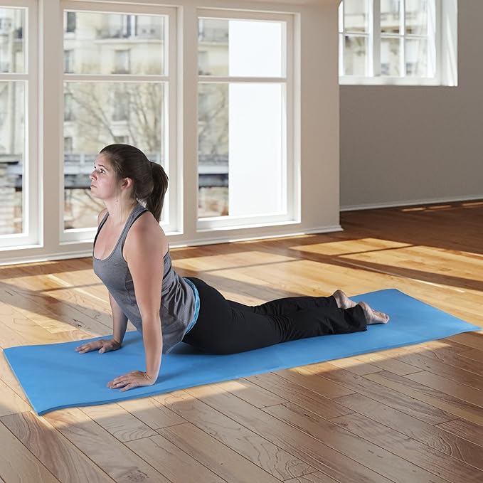 Extra-Thick Yoga Mat - Durable Comfort Non-Slip Foam Workout Mat for Fitness, Pilates, and Floor Exercises with Carrying Strap by Wakeman