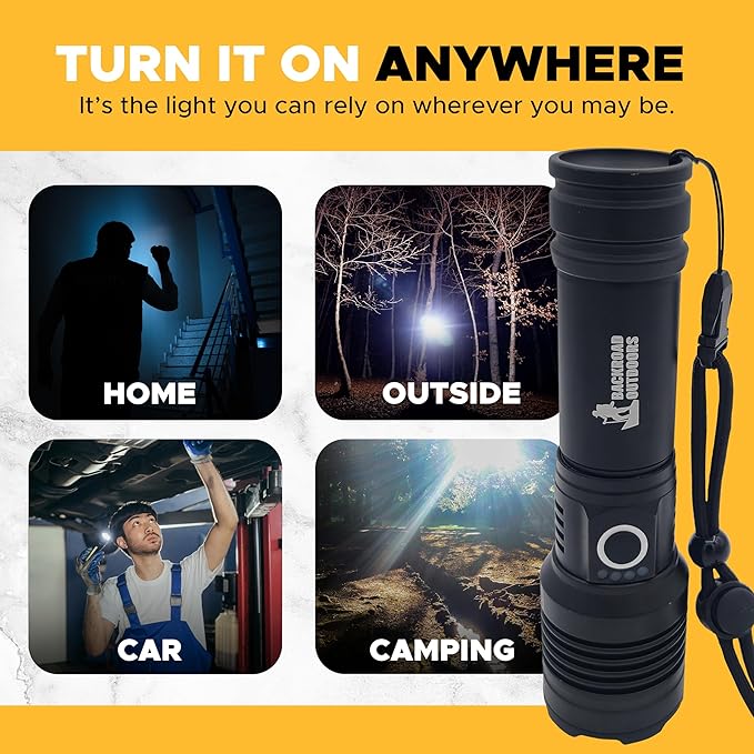 250000 Lumens Bright LED Rechargeable Flashlight 5 Modes Tactical Camping Fast Charging Waterproof (XHP50)