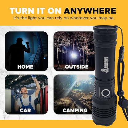 250000 Lumens Bright LED Rechargeable Flashlight 5 Modes Tactical Camping Fast Charging Waterproof (XHP50)