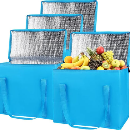 Insulated Reusable Grocery Shopping Bags, 4 Packs