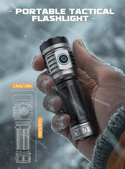 Rechargeable Flashlight - 1500 High Lumens, Powerful LED Flashlight with 4 Lighting Modes, Strobe, Handheld Tactical Flashlight with Clip for Emergencies, Camping, Hiking