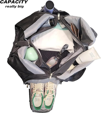 Gym bag with yoga mat holder Gym Bag for Women yoga bag with Shoes Compartment and Wet Dry Storage Pockets with Adjustable yoga mat holder (blue)