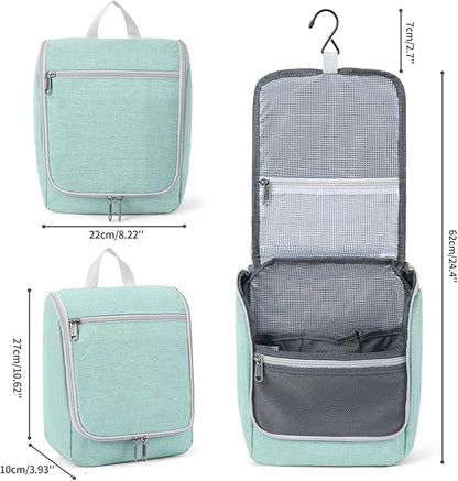 Della Gao Hanging Toiletry Bag for Men and Women, Portable Travel Makeup Bag Cosmetic Bag Toiletries Organizer, Bathroom Bag, Water Resistant Nylon - Green