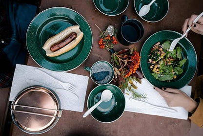 Stansport 24-Piece Enamel Camping Tableware Set
