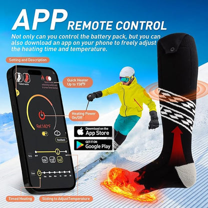 Heated Socks for Men Women,5000mAh Rechargeable Electric Heated Socks,Washable Unisex Winter Thermal Socks,Feet Warmers for Skiing Camping Hiking Hunting Outdoor