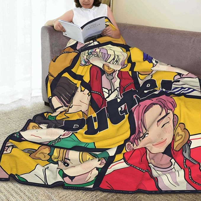 Jung Kook Blanket 60"X80" Soft and Comfortable Warm Fleece Throw Full Picture of Idol Group Blankets Yoga Blankets Beach Blanket Picnic Blankets Gift for Dorm Room Decor Sofa Bed Camping Travel