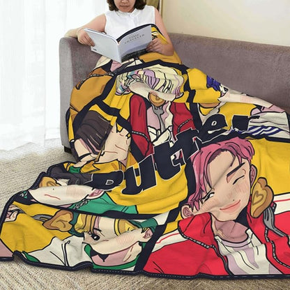 Jung Kook Blanket 60"X80" Soft and Comfortable Warm Fleece Throw Full Picture of Idol Group Blankets Yoga Blankets Beach Blanket Picnic Blankets Gift for Dorm Room Decor Sofa Bed Camping Travel