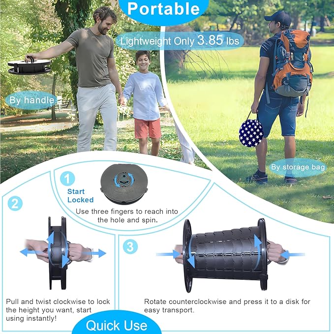 Upgrade Retractable Portable Toilet Folding Camping Toilet with Lights,Foldable Travel Toilet with Carrying Handle, Fixed Latch,Toilet Paper Holder,Adjustable Height Porta Potty for Camping, Hiking