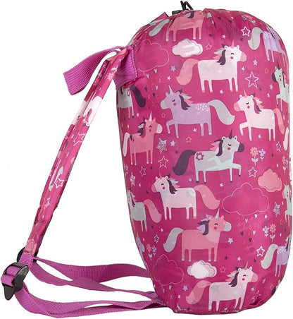 Kids 55" x 25" Unicorn 50 Degree Sleeping Bag with Backpack Stuff Sack, Pink
