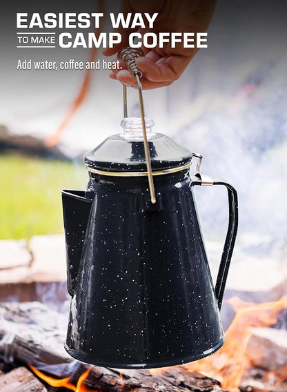 COLETTI Classic Percolator Coffee Pot — Camping Coffee Percolator, Campfire Coffee Pot – Camping Percolator for Groups — Brew for the Whole Campsite (Black, 18 Cup)