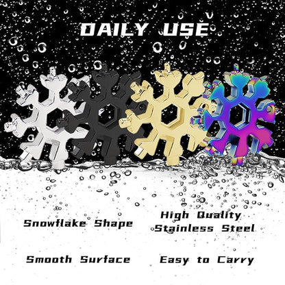 4 Pack 18 In 1 Snowflake Multitool, Stainless Steel Snowflake Wrench/Bottle Opener/Screwdriver Kit, Snowflake Multi Tool for Outdoor Travel Camping Hiking, Great Christmas Gift for Men