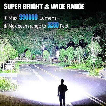 Flashlights LED High Lumens Rechargeable, 990,000 Lumen Super Bright Flashlight, USB Fast Charging High Powered Flash Light, Powerful IPX7 Waterproof Handheld Flashlights for Home,Camping(2 Pack)
