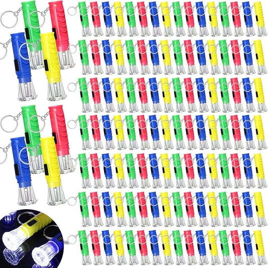 Geelin 200 Pcs Mini Flashlight Keychain 6 Colors Flashlight Small LED Torch Keyring Flashlights for Hiking Camping Party Favors Travel Night Reading Dog Walking Goody Bag Stuffers