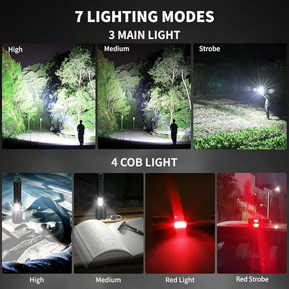 Rechargeable LED Flashlights High Lumens, 990000 Lumens Super Bright Flashlight with 7 Modes & Waterproof, Powerful Brightest Flash Light for Camping Home