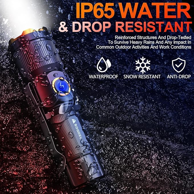 Rechargeable Flashlights High Lumens, Super Bright Small LED Flash Light, 26 Hours Long Lasting, 4 Lighting Modes, Magnetic Zoomable Pocket Flashlight for Emergencies Home Camping (2 Pack)