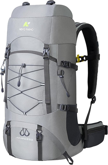N NEVO RHINO Waterproof Hiking Backpack 50L/60L, Camping Backpack with Rain Cover, Hiking Travel Mountaineering Backpack