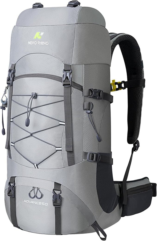 N NEVO RHINO Waterproof Hiking Backpack 50L/60L, Camping Backpack with Rain Cover, Hiking Travel Mountaineering Backpack