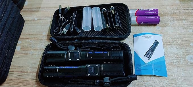 Flashlights 100000 High Lumens Rechargeable - 1500 Meters Long Beam Super Bright LED Flash Light with Power Display & IPX5 Waterproof for Camping, 20H Runtime,5 Modes,Zoomable with Belt Holsters