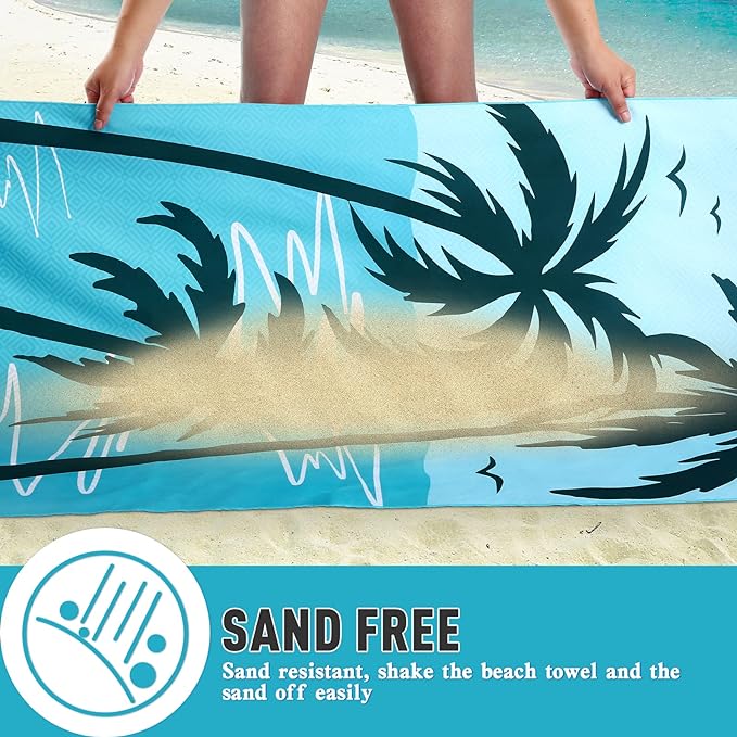 2 Pack Microfiber Beach Towel, Oversized Microfiber Pool Towel 75”x 35”, Sand-Free Beach Towel, Quick Drying Camping Towel, Super Absorbent Bath Towel Blanket, Soft Breathable and Lightweight