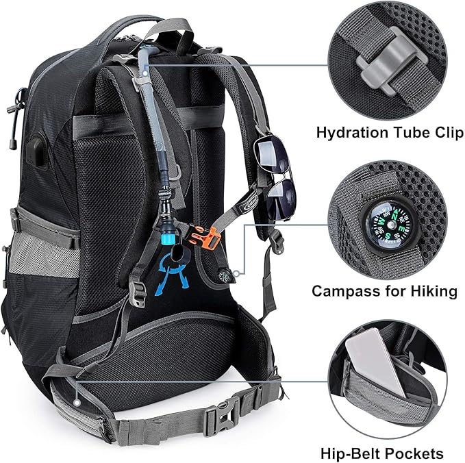G4Free Men,Women Hiking, Dark Grey, L