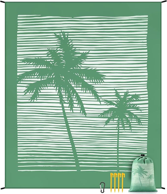 Beach Blanket Waterproof Sandproof Beach Mat 79" X 83" /10'x9'for 2-8 Adults Quick Drying Outdoor Picnic Mat Beach Accessories for Travel, Camping, Hiking