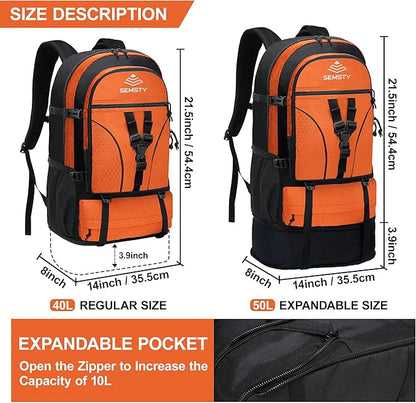 Hiking Backpack, 30L/40L/50L Expandable Hiking Backpack for Men and Women, Travel Backpack Flight Approved