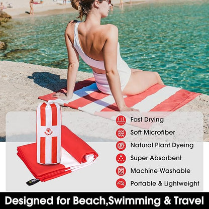 4Monster Microfiber Beach Towel Quick Dry,Super Absorbent Lightweight Travel Towel for Swimmers, Sand Free Camping Towel, Beach Towels for Pool, Swim, Water Sports,Yoga,Gym,Backpacking