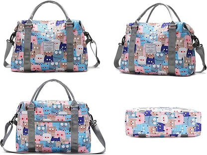 Travel Duffle Bag Weekender Overnight Bag Gym Tote with Dry and Wet Separated Pocket for Women Girls Shoulder Workout Duffel Bag Water Resistant (black)