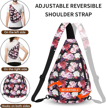 HUA ANGEL Crossbody Sling Bag for Men & Women Lightweight Waterproof Chest Shoulder Bag for Travel Hiking & Everyday Use