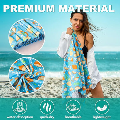 2 Pack Microfiber Beach Towel, Oversized Microfiber Pool Towel 75”x 35”, Sand-Free Beach Towel, Quick Drying Camping Towel, Super Absorbent Bath Towel Blanket, Soft Breathable and Lightweight