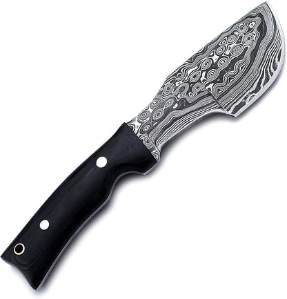 Handmade Damascus Steel Knife for Hunting, Survival, Camping, Bushcraft, Fishing, Fixed Blade, Tracker Knife with Full Tang Micarta Handle, Leather Sheath and Sharpening Stone - WKD-799