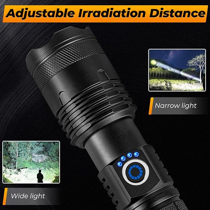 Flashlights High Lumens - 990000 LM, 12 Hour Rechargeable Super Bright Flash Light with 5 Light Modes, IPX6 Waterproof LED Powerful Flashlight for Home Outdoor Camping