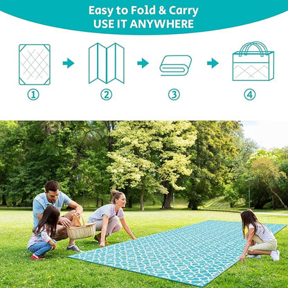 HEBE Outdoor Rug 9'x18' for Patios Waterproof Clearance Reversible Patio Mat Plastic Straw Rug RV Camping Mat Outside Area Rug Carpet for Camping RV,Porch,Deck,Balcony,Camper,Backyard