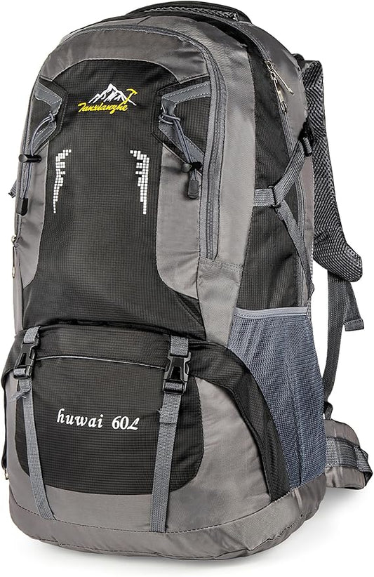 Yesland 60L Lightweight Hiking Backpack, Outdoor Sport Travel Daypack Camping Backpack Hiking Bag for Cycling, Hiking, Running, Climbing, Touring, Men, Women, Black
