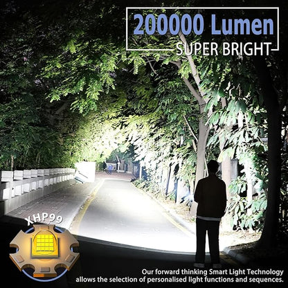 Rechargeable Flashlights High Lumens, 200000 Lumens Flashlights with Clip, Dual Switch IP67 Waterproof Super Bright LED Tactical Flashlight, USB Recharging LED Flashlights for Camping Home