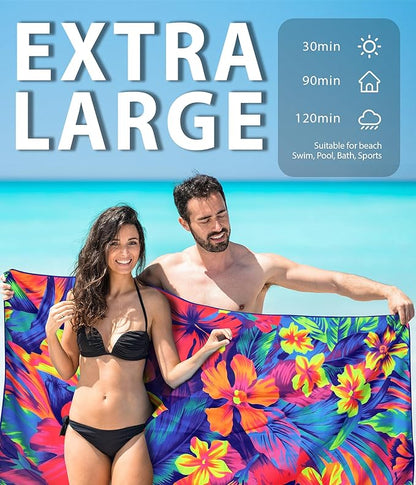 Microfiber Beach Towel – Quick Dry Lightweight Sand Free Oversized Large Towel Accessories Travel Must Swim Pool Yoga Camping Summer Cruise Ship Essentials Cloud Compact Sandproof Gift Bouquet