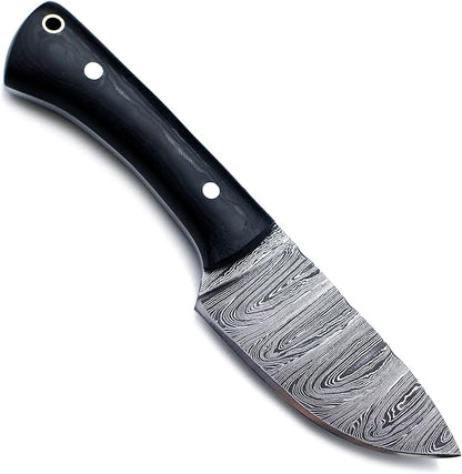 Handmade Damascus Steel Knife Bowie for Hunting,Survival,Camping,Bushcraft and Fishing,Fixed Blade Dagger with Drop Point Full Tang Micarta Handle, Leather Sheath - WKD-805