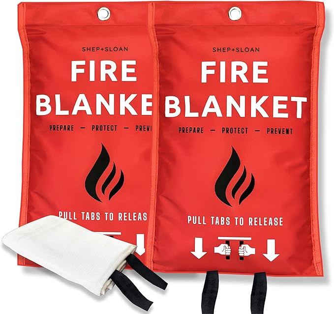 Emergency Fire Blanket for Home and Kitchen 2 pk| Easy Fire Blankets to Smother a Kitchen fire Fire Extinguisher Blanket Preferred Hero fire Blanket Emergency fire Blankets for Home