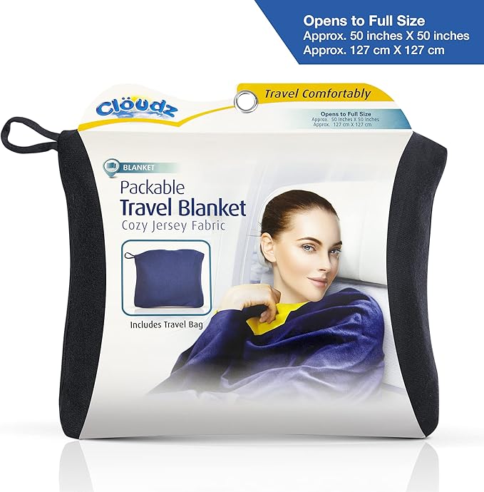 Cloudz Jersey Travel Blanket (50"x50") in A Bag - Black
