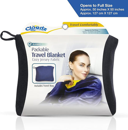 Cloudz Jersey Travel Blanket (50"x50") in A Bag - Black