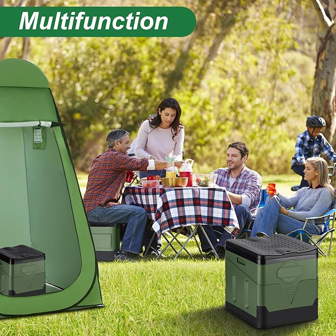 Camping Portable Toilet, Foldable Portable Toilet With Lid, Adult Portable Bedpan Car Toilet Bucket Toilet, Outdoor Camping Hiking, Travel, Beach, Boating Travel Toilet (Green)