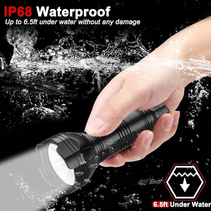 Rechargeable Flashlights, Bright Flashlights High Lumens for Home with 5 Modes, IP68 Waterproof Powerful USB Flashlight, Portable LED Handheld Tactical Flash Light for Camping Hiking Outdoor