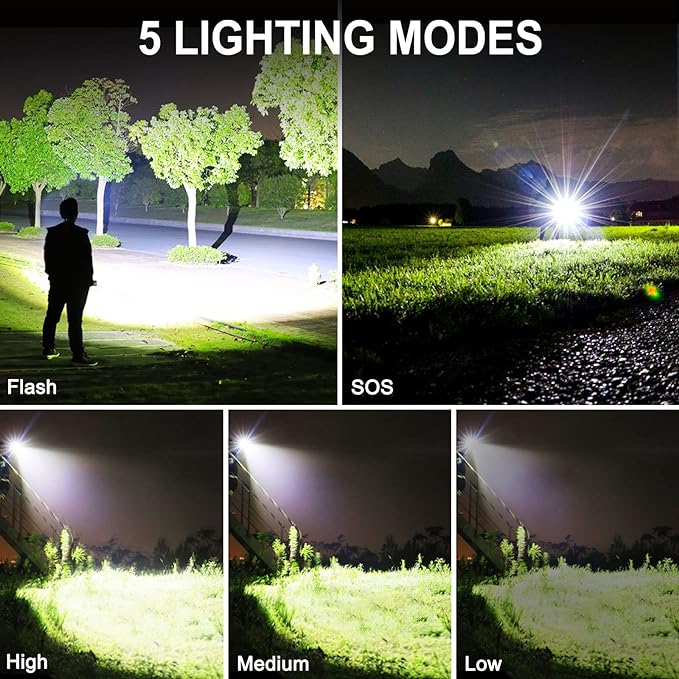 Flashlights High Lumens Rechargeable,990000 LM XHP90.2 Super Bright Flashlight with Zoomable & 5 Modes & IPX7 Waterproof for Camping