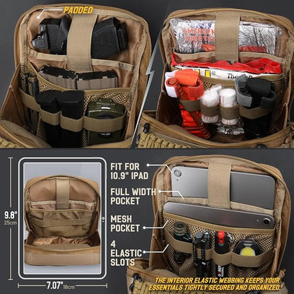 WYNEX Tactical Molle Admin Pouch, Utility EDC Pouch Organizer Modular Tool Pouch of Double Layer Design Medical EMT Attachment Bag Large Capacity with Elastic Webbing Insert Panel