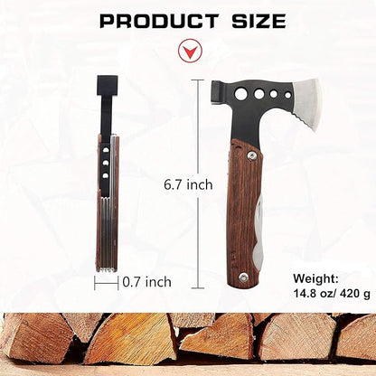 Multitool Axe Hatchet, Halloween Personalized Pocket Gift for Men, Tool Unique Survival Gear with Knife, Opener, Screwdriver Kit, Cool Gadgets Unique Multi-Tool for Camping, for Boyfriend, DAD